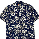 Hilo Hattie Floral Hawaiian Shirt - Large Blue Cotton