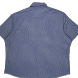 Wrangler Striped Short Sleeve Shirt - 2XL Blue Cotton Blend