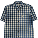 Carhartt Checked Short Sleeve Shirt - Medium Blue Cotton