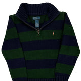 Age 7 Polo By Ralph Lauren Striped 1/4 Zip - Small Green Cotton