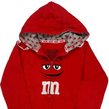 Age 4-5 M&M Cartoon Hoodie - XS Red Cotton Blend