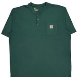 Carhartt Henley T-Shirt - XL Green Cotton