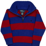 Age 3 Polo By Ralph Lauren Striped 1/4 Zip - 2XS Blue Cotton