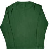 True Religion Ribbed Knit Henley Long Sleeve T-Shirt - XL Green Cotton