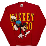 Mickey Mouse Disney Cartoon Sweatshirt - Large Red Cotton