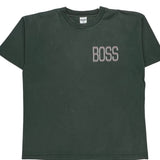 Single Stitch Boss Spellout T-Shirt - XL Green Cotton
