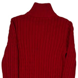 Ralph Lauren Cable Knit Zip Up - Small Red Cotton