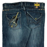 Guitar Embroidery Unbranded Hip Hop Jeans - 36W 30L Blue Cotton Blend