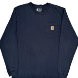 Carhartt Long Sleeve T-Shirt - Small Navy Cotton