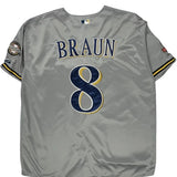 Milwaukee Brewers Majestic Mlb Jersey - XL Gray Polyester