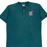 Jesus Nuff Said Oneita Graphic Henley Polo Shirt - XL Green Cotton