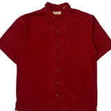 Wine A Little Tommy Bahama Graphic Short Sleeve Shirt - Medium Red Silk