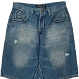 Koman Denim Shorts - 34W 11L Blue Cotton Blend