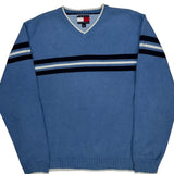 Tommy Hilfiger Striped Sweater - XL Blue Cotton