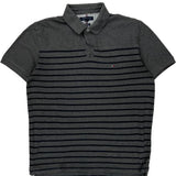 Tommy Hilfiger Striped Polo Shirt - Large Grey Cotton