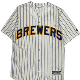 Milwaukee Brewers Majestic Striped Jersey - Small Blue Polyester