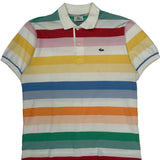Lacoste Striped Polo Shirt - Medium Multicoloured Cotton