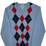 Classic Argyle Pattern Lacoste Argyle Sweater - Medium Navy Cotton