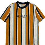 Guess Striped T-Shirt - Large Orange Cotton