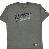 Brewers Baseball Nike Graphic T-Shirt - Large Gray Cotton