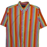 Ralph Lauren Striped Short Sleeve Shirt - Large Multicoloured Cotton