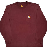 Carhartt Long Sleeve T-Shirt - XL Burgundy Cotton