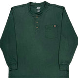 Dickies Henley Long Sleeve T-Shirt - XL Green Cotton