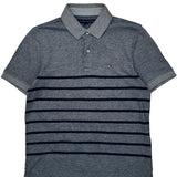 Tommy Hilfiger Striped Polo Shirt - Medium Grey Cotton