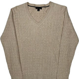 Tommy Hilfiger Cable Knit Sweater - Large Beige Cotton