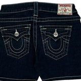 True Religion Contrast Stitch Denim Shorts - 25W US 0 Dark Wash Cotton