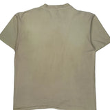USA Flag Oneita Single Stitch T-Shirt - Large Beige Cotton