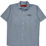 Rush Red Kap Striped Short Sleeve Shirt - Medium Blue Polyester Blend