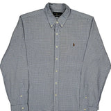 Slim Fit Ralph Lauren Checked Shirt - XL Blue Cotton