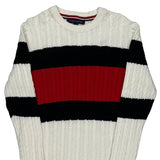 Tommy Hilfiger Striped Jumper - Large Black Cotton