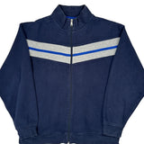 Russell Athletic Striped Zip Up - Large Navy Cotton