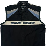 Genuine Motorclothes Harley Davidson Spellout Vest - 2XL Blue Cotton