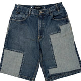 Patchwork Sean John Baggy Denim Shorts - 30W 12L Light Wash Cotton