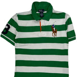 Age 10-12 Polo By Ralph Lauren Striped Polo Shirt - Medium Green Cotton