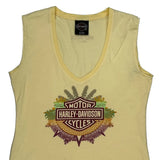 Harley Davidson Graphic Tank Top - Large Yellow Cotton