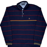 Tommy Hilfiger Striped Long Sleeve Polo Shirt - 2XL Navy Cotton