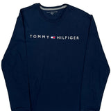 Tommy Hilfiger Striped Long Sleeve T-Shirt - Large Navy Cotton