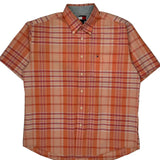 Tommy Hilfiger Checked Short Sleeve Shirt - Large Orange Cotton