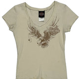 Ride Free Harley Davidson Graphic T-Shirt - Small Beige Cotton