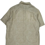 Tasso Elba Floral Short Sleeve Shirt - Large Beige Silk Blend