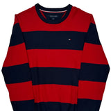 Tommy Hilfiger Striped Sweater - Medium Navy Cotton