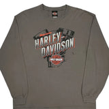 Whiskey Row Harley Davidson Graphic Long Sleeve T-Shirt - XL Gray Cotton