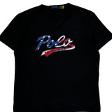American Flag Design Polo By Ralph Lauren Graphic T-Shirt - Medium Black Cotton