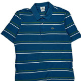 Lacoste Striped Polo Shirt - Large Green Cotton
