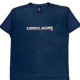 Tommy Jeans Spellout T-Shirt - Medium Blue Cotton