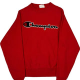 Reverse Weave Champion Spellout Sweatshirt - XS Red Cotton